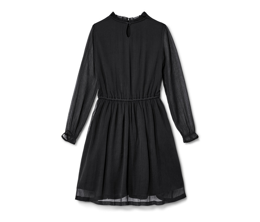 Fekete, hosszú ujjú, sifon gyermekruha.