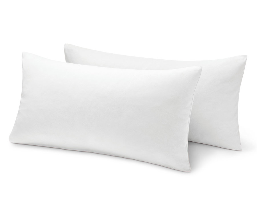 Két törtfehér jersey párnahuzat.