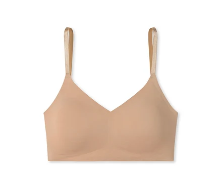 Juharszínű SCHIESSER láthatatlan betétes bustier melltartó vékony pántokkal.