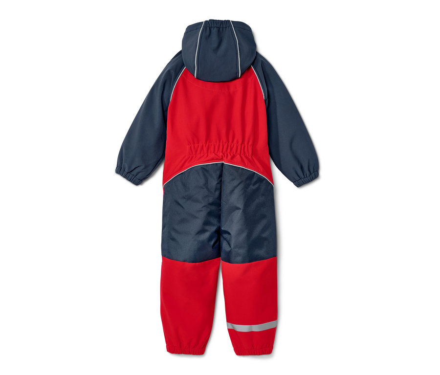 Piros-kék gyermek softshell kezeslábas.