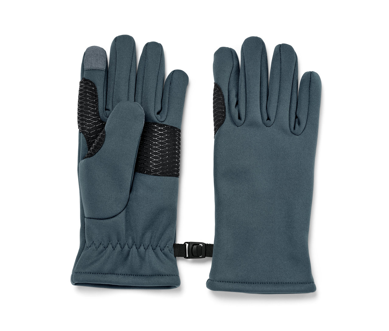 Két szürke softshell gyerekkesztyű fekszik egymás mellett.