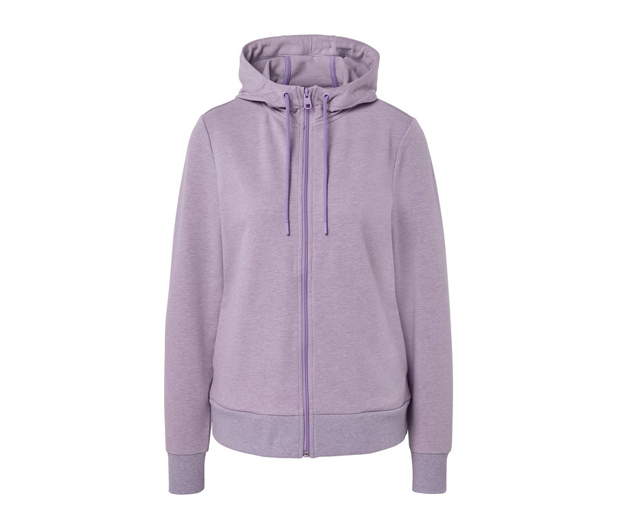 Lila cipzáras kapucnis szabadidőfelső.