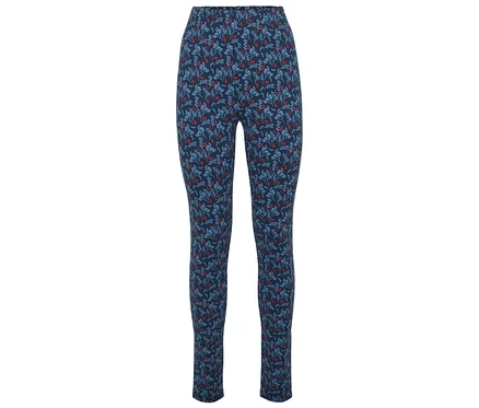 Női leggings sötétkék virágmintával.