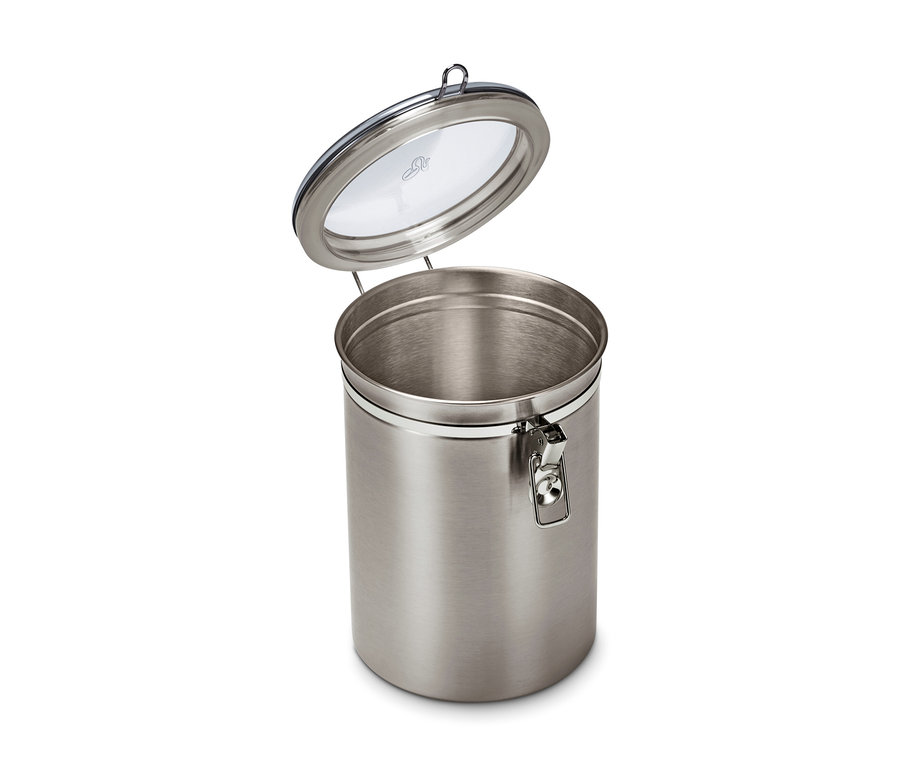 Nyitott aromatartó doboz, 1 kg, rozsdamentes acél