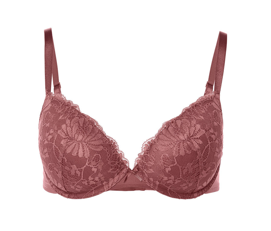 Barack színű, csipkés push-up melltartó.