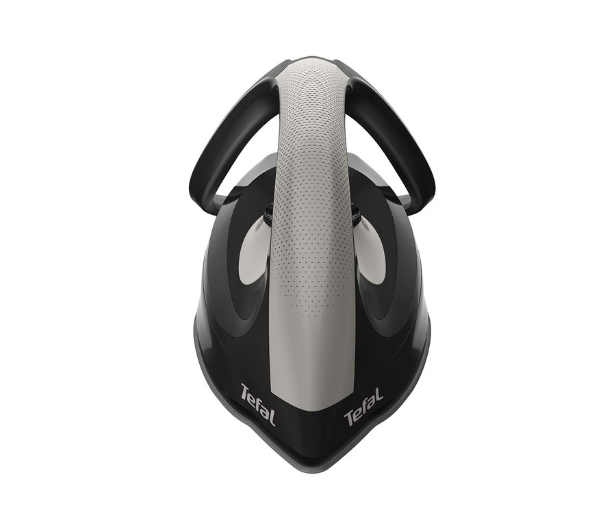 A Tefal »Express Easy SV6140« gőzállomásának részletes felülnézete fekete és szürke elemekkel.