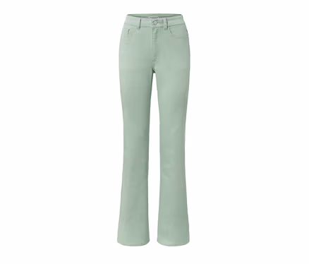 Egy mentazöld, »Lou« szabású bootcut farmer látható.
