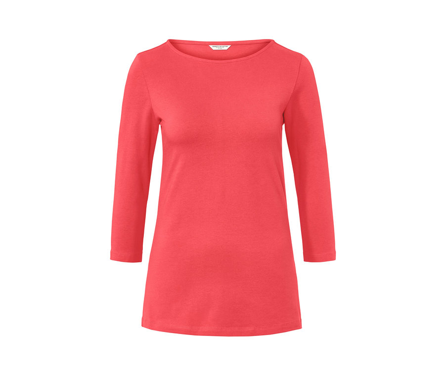 Korall színű, 3/4-es ujjú felső.