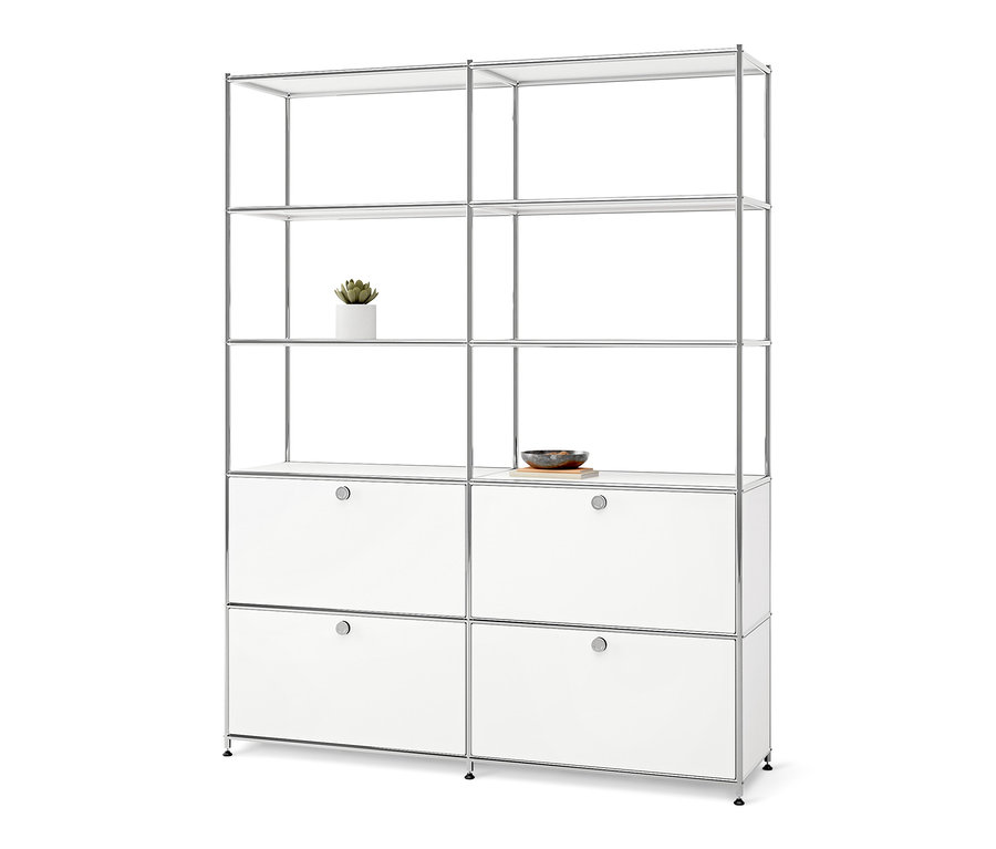 Fehér »CN3« magas fémpolc 4 lenyíló ajtós rekesszel.
