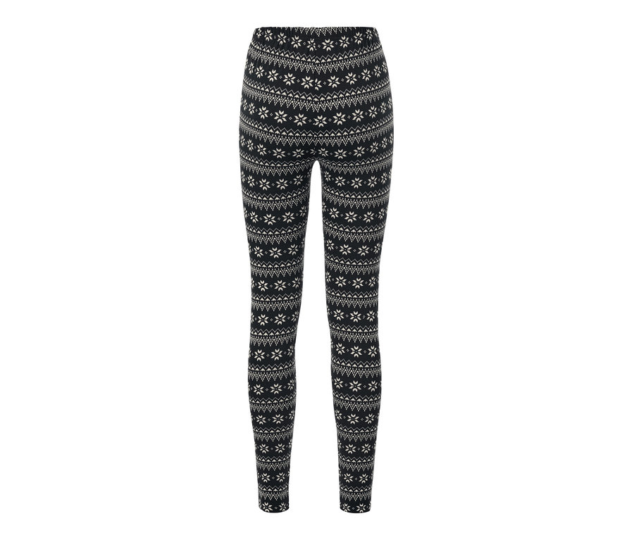 Női leggings, norvég mintás, fekete.