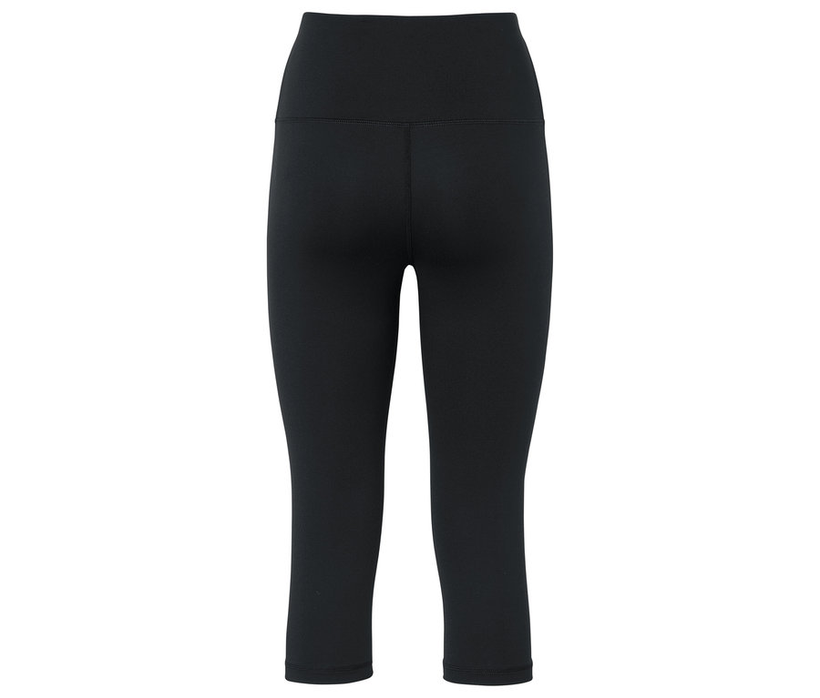 Fekete női térdnadrág leggings, hátulnézet.