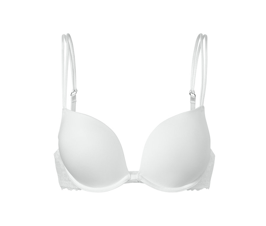Fehér push-up melltartó dupla pántokkal.