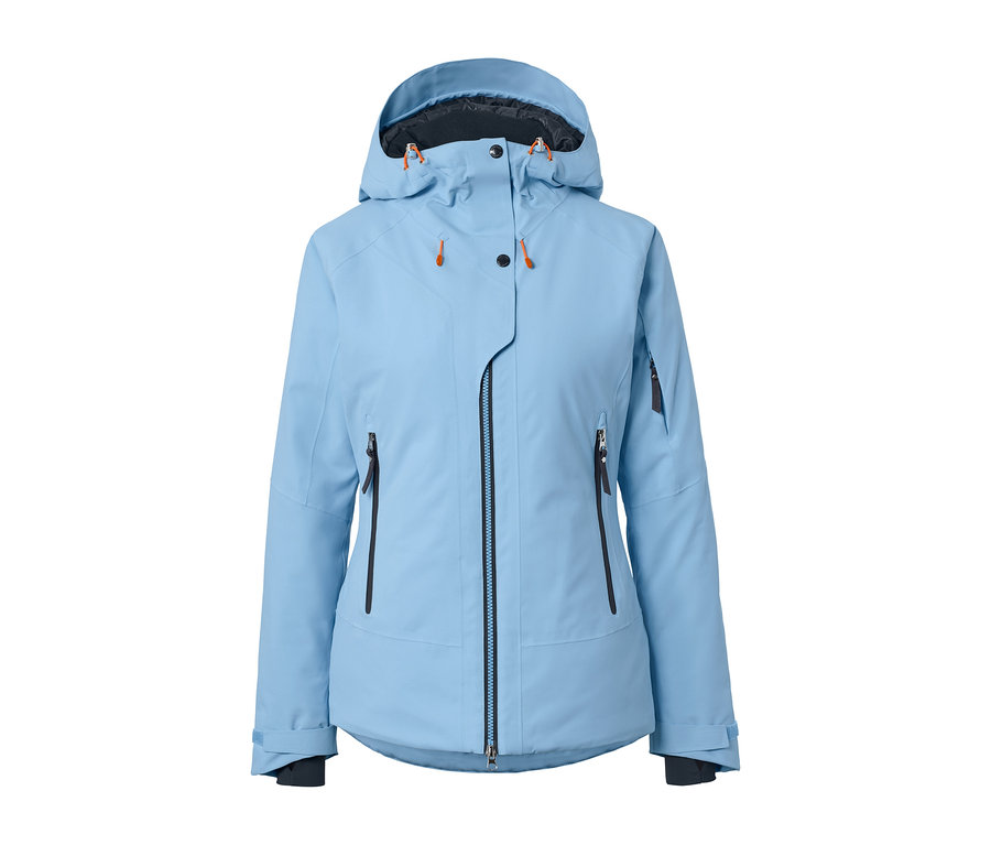 Világoskék női síkabát.