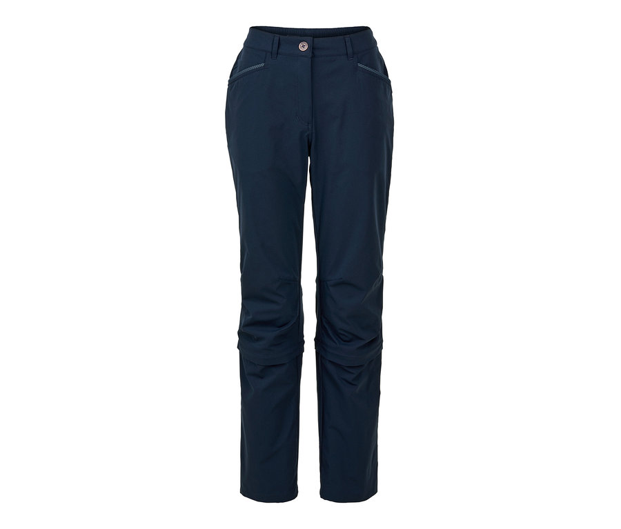 Egy sötétkék színű női 2 az 1-ben funkcionális nadrág.