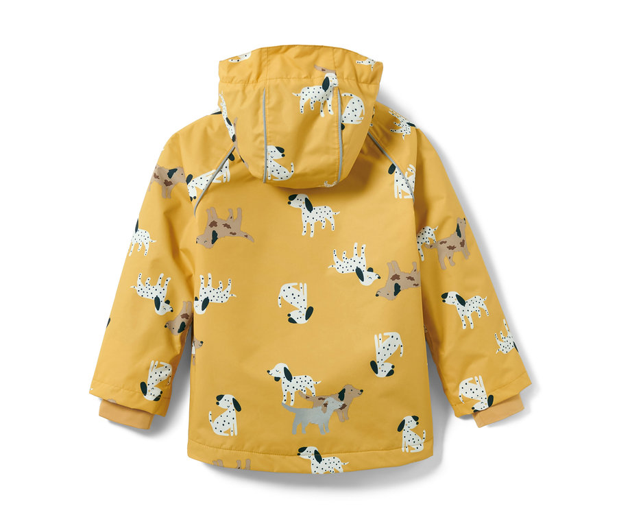 Sárga gyerek termo esőkabát, dalmata mintával.