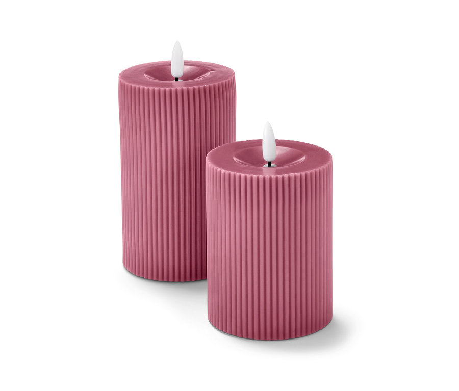 Két rózsaszín LED-es valódi viaszgyertya.