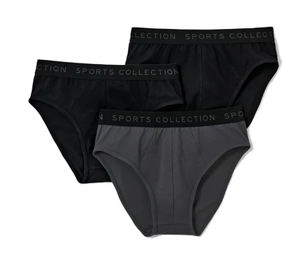 Három alsónadrág: kettő fekete és egy szürke. Mindegyiken SPORTS COLLECTION felirat.