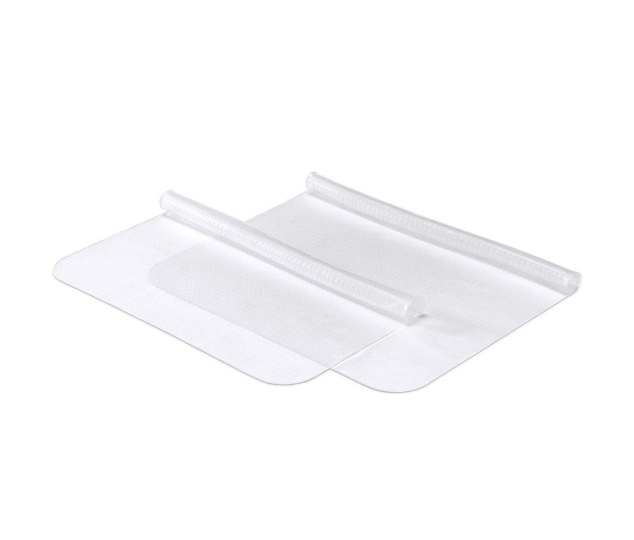 Két szilikon frissentartó fólia, 2 db, feltekerve egy fehér háttér előtt.