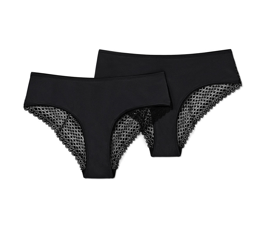 Két fekete, csipkés brazil alsó.