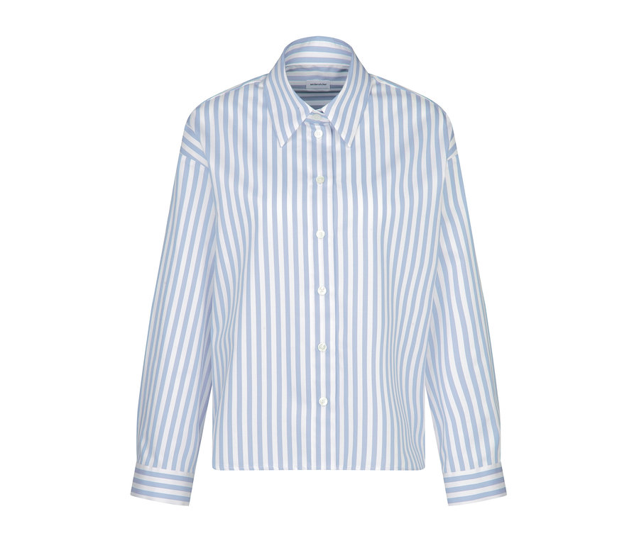 Kék, fehér csíkos Seidensticker oversize ingblúz, hosszú ujjakkal.