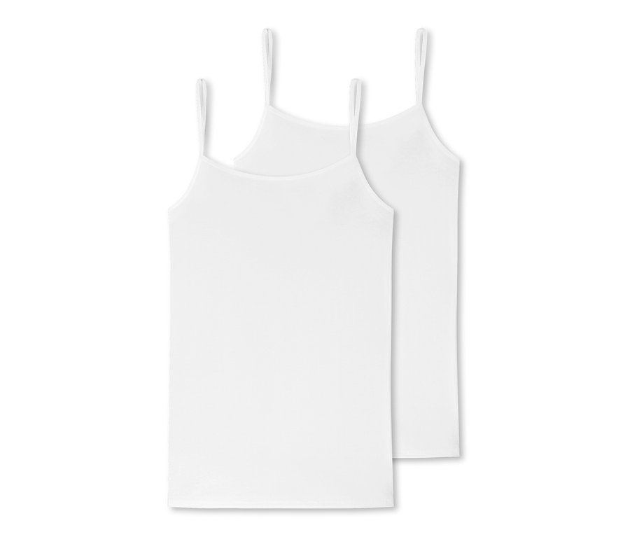 Két fehér SCHIESSER top egymáson.