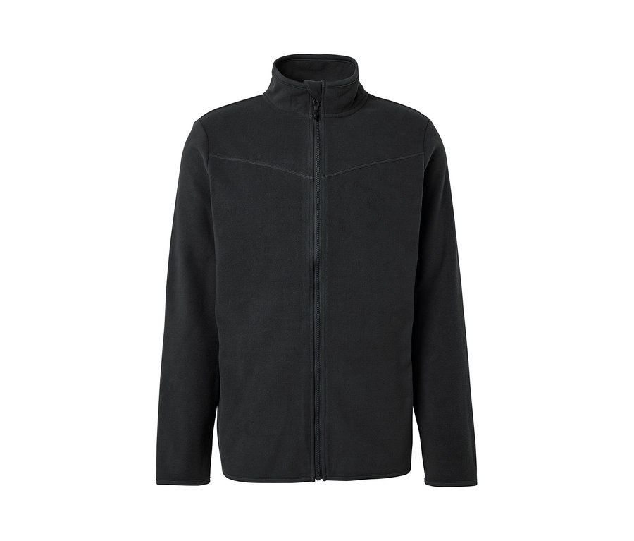 Egy antracit színű polár felső középen cipzárral.