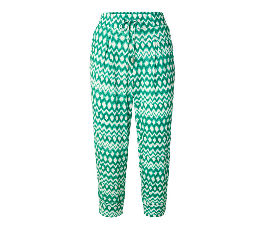 Női 3/4-es jersey nadrág, nyomott mintás.