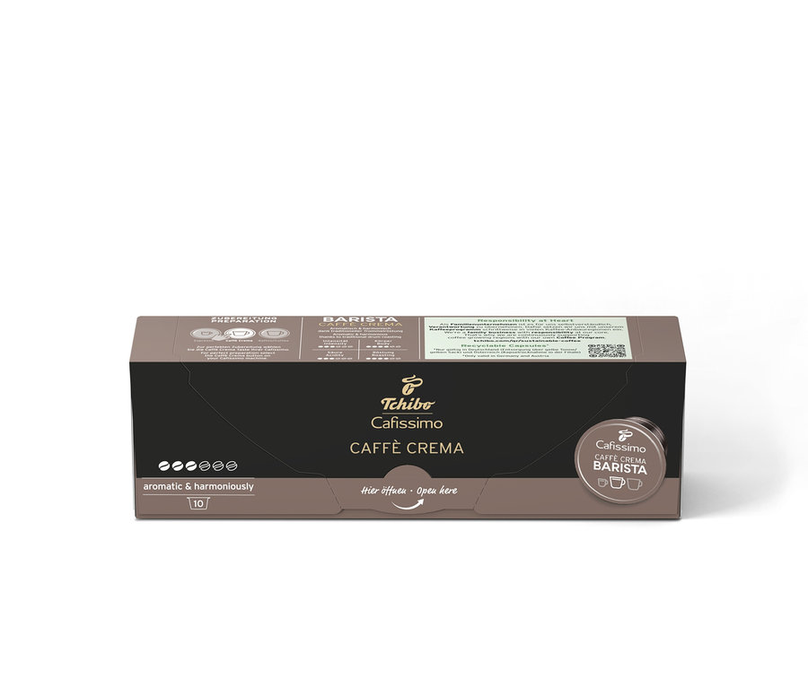 Egy csomag Cafissimo BARISTA Caffè Crema kapszula.