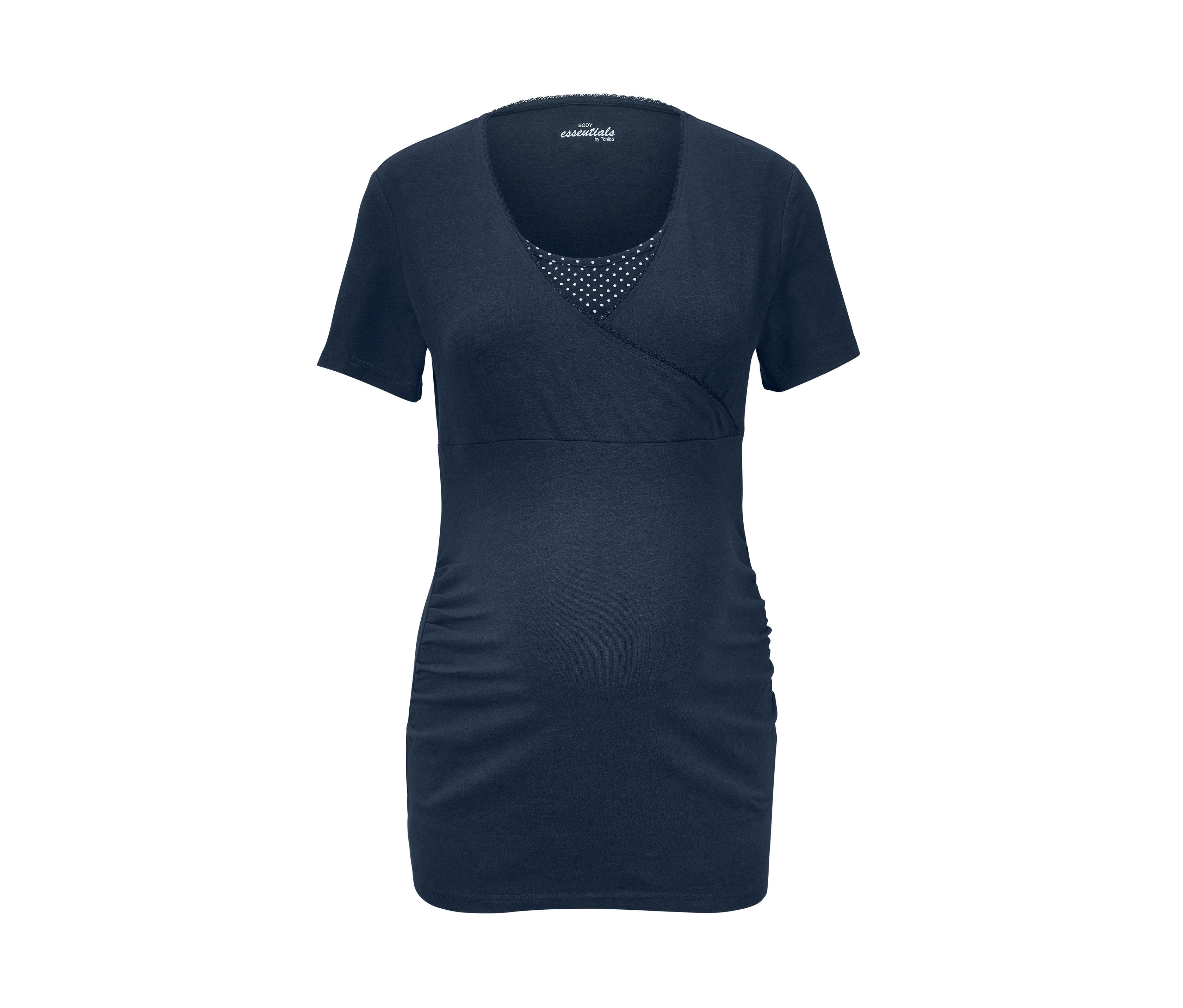 Sötétkék, rövid ujjú kismama pizsama.