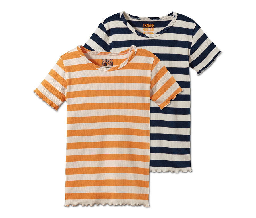 Két csíkos felső, egy narancs-fehér és egy sötétkék-fehér.