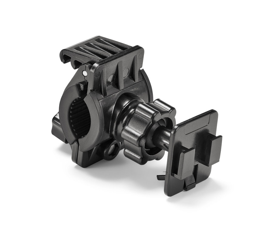 Fekete okostelefontartó kerékpárra.