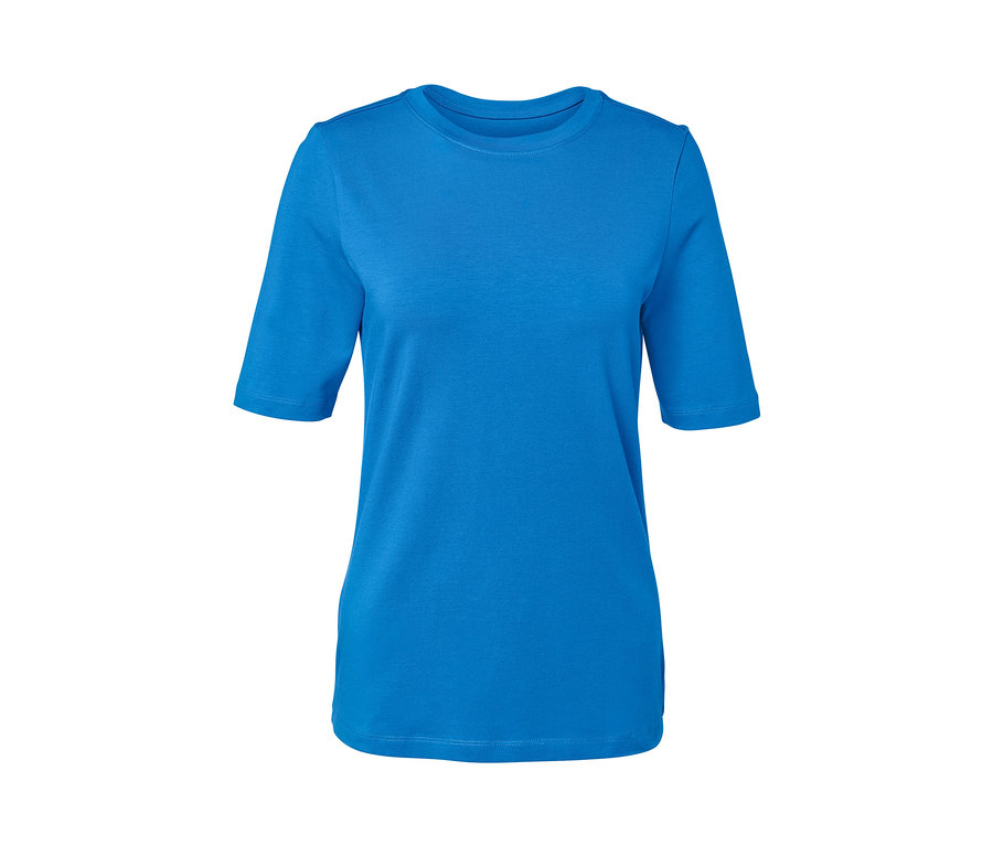 Kobaltkék, félhosszú ujjú női felső.