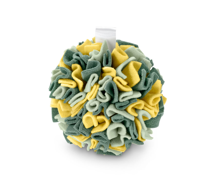 Zöld és sárga színű szimatlabda.