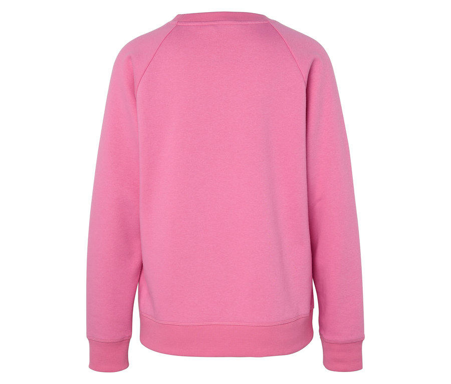 Egy rózsaszín, hosszú ujjú pulóver hátulnézete.