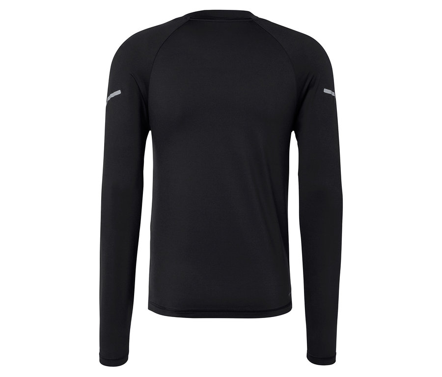 Fekete hosszú ujjú póló, hátulnézet.