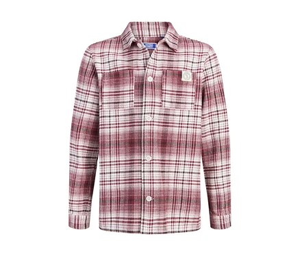 Jack&Jones felső piros, fehér és fekete kockás mintával, gallérral, fehér gombokkal és egy mellzsebbel.