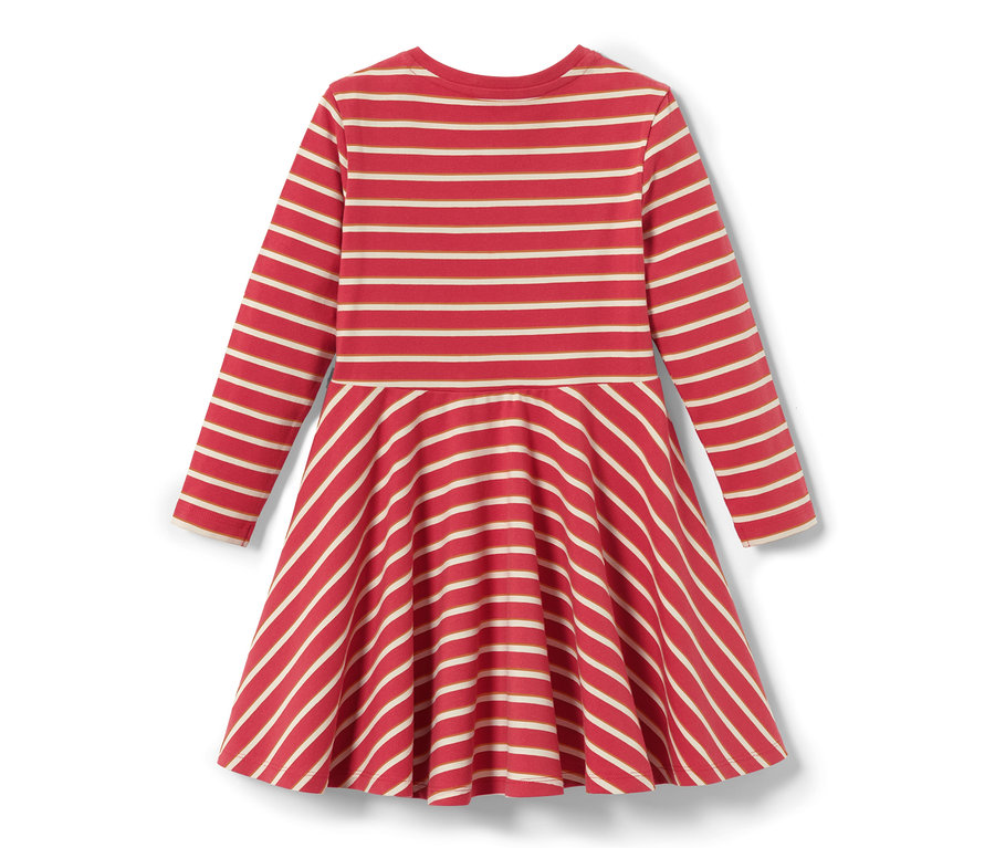 Hosszú ujjú, csíkos jersey ruha.