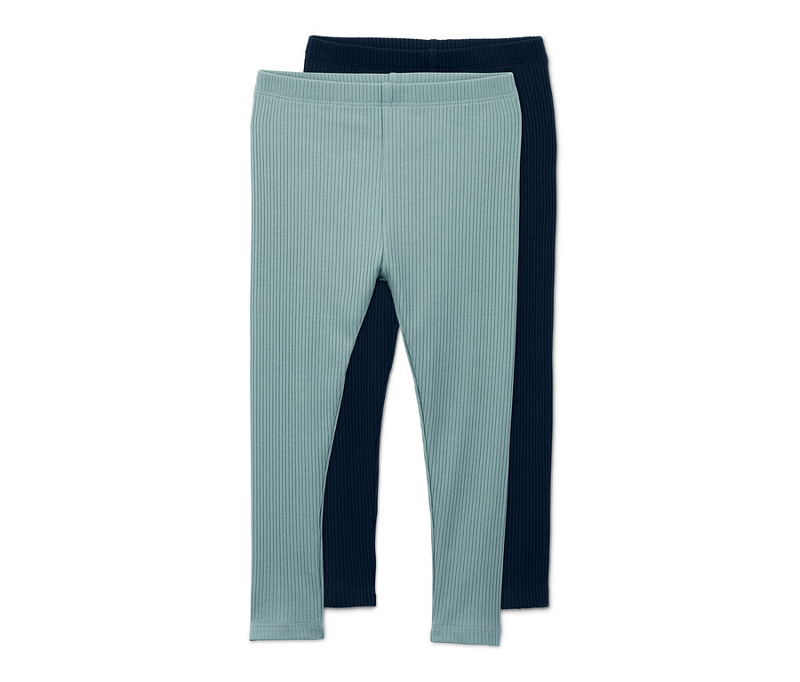 Két kötött leggings, egy világoskék és egy sötétkék.