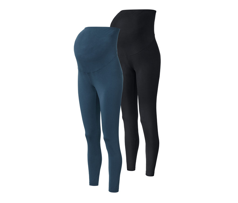 Két kismama leggings, egy sötétkék és egy fekete.