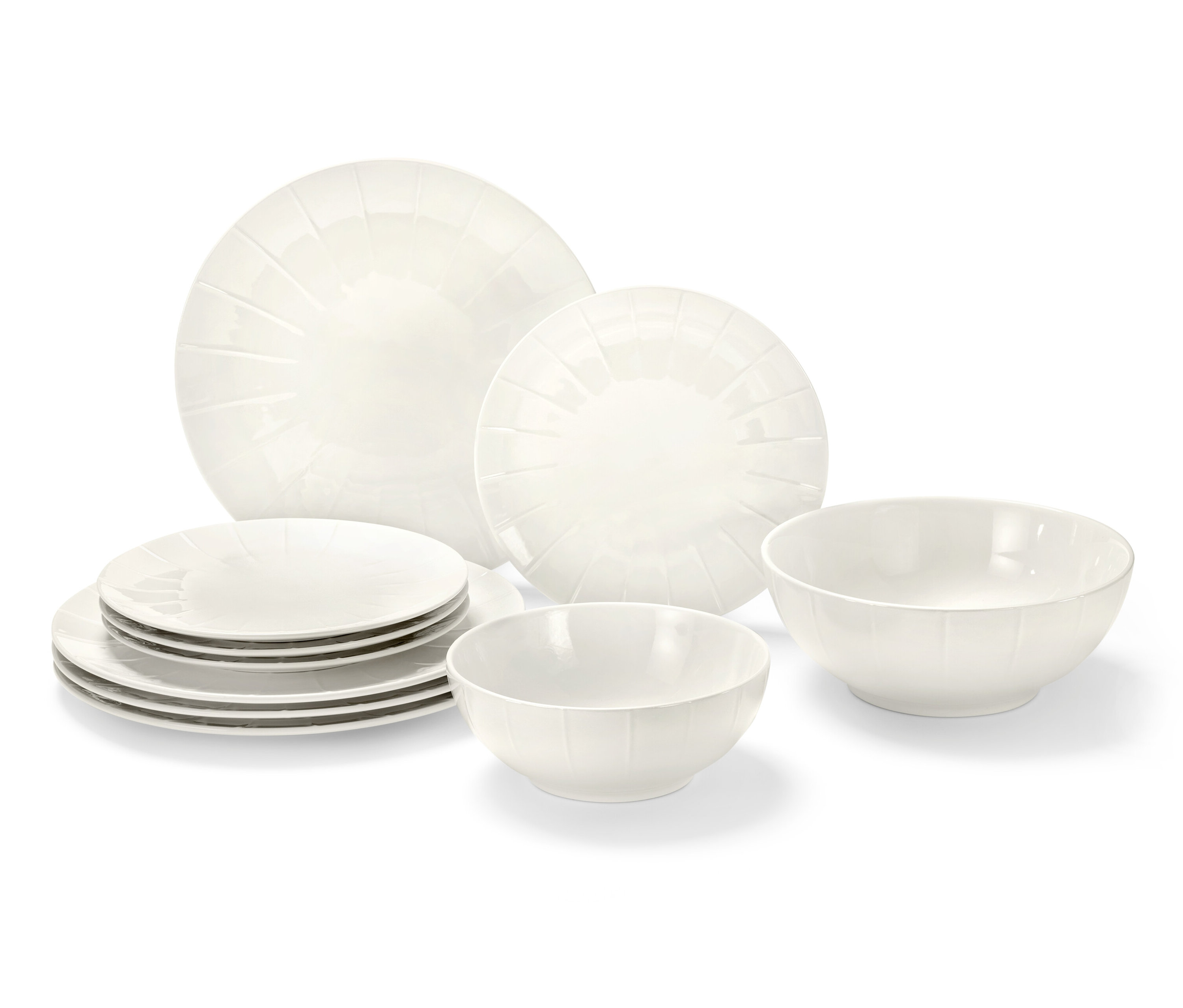 Porcelán étkészlet, 10 részes, krém