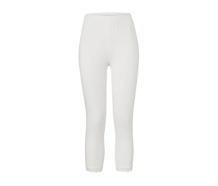 Fehér, 3/4-es, csipkés női leggings.