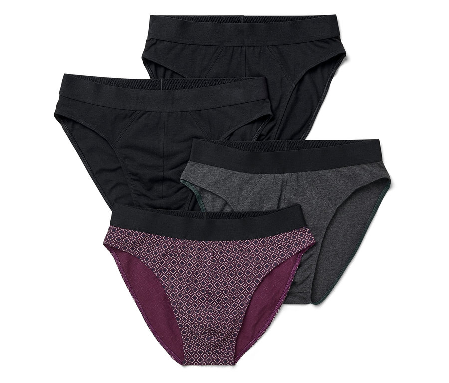 Négy férfi alsó: kettő fekete, egy szürke és egy lila mintás.