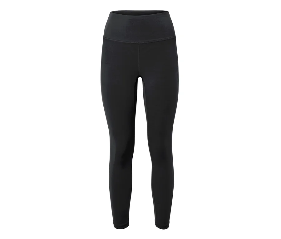 Fekete, magas derekú leggings látható varrásokkal.