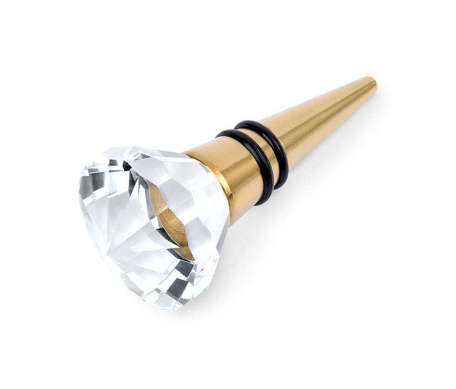 Arany színű palackdugó kristály díszítéssel.