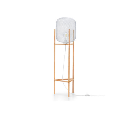 LED-es állólámpa, 3 lábú, fa/fém