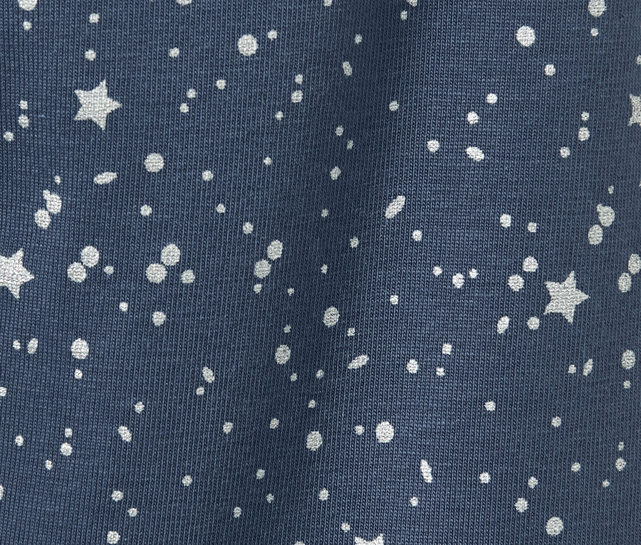 Kislány leggings, csillogó, kék/szürke színben, csillag és pötty mintával.