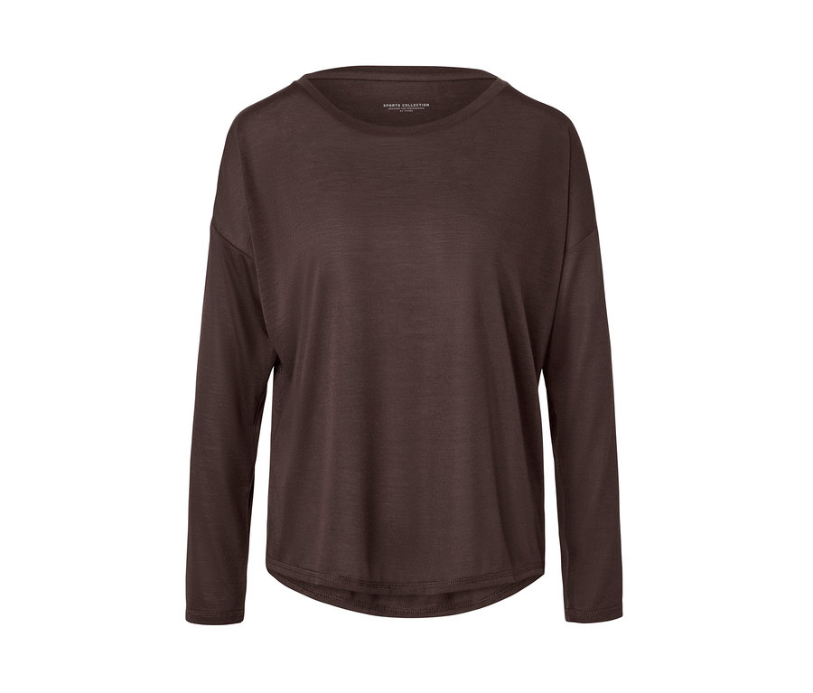 Barna, hosszú ujjú, 2 az 1-ben sportfelső.