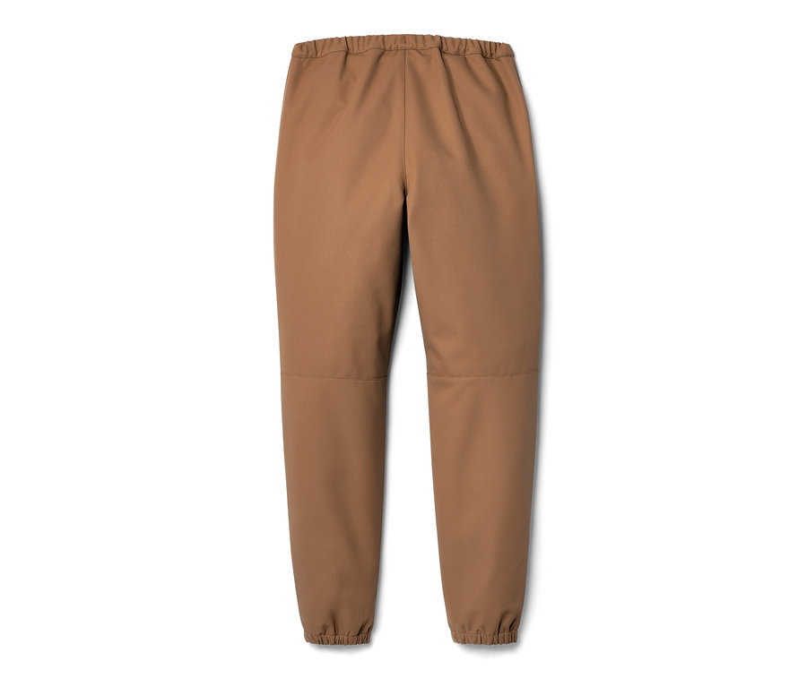 Barna gyerek softshell nadrág fehér háttérrel.