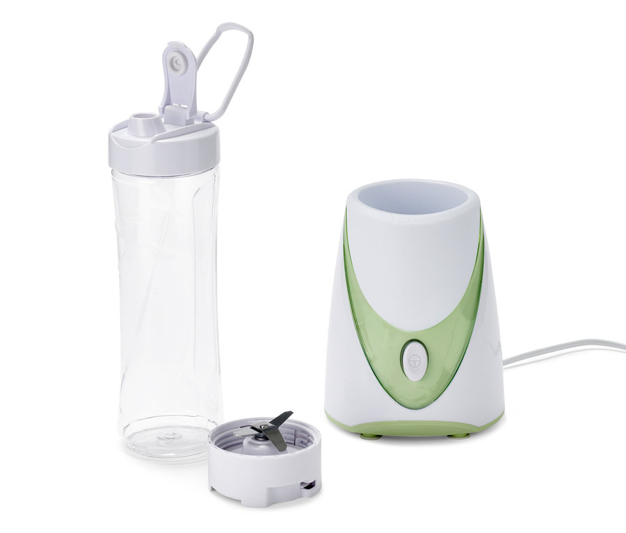 Smoothie készítő, 250 W, tartállyal és aprító tartozékkal.