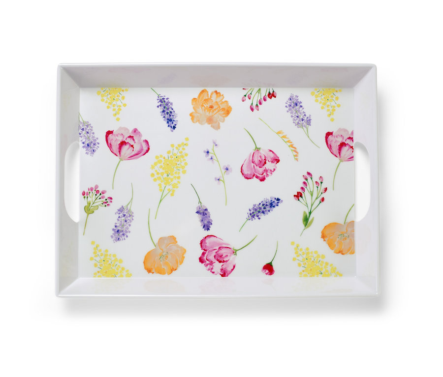 Virágmintás, melamin tálca, 41 x 30 cm.
